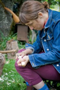 Carving spoons requires concentration